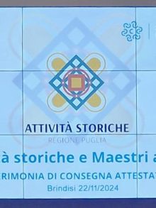 Premiazione Attività Storiche Puglia – Maestri Artigiani